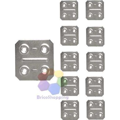 10 Pz Piastrina Quadrata Zincata Cm 4x4 Con 4 Fori Staffa Quadrata (1/10)