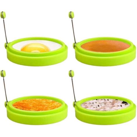 Moule à Crêpe - Silicone - Anneaux à œufs - 4 pièces - Résistant à la chaleur - Antiadhésif (1/4)