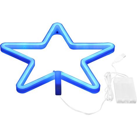 Étoile lumineuse LED néon bleue pour anniversaire salon, alimentée par USB ou pile (1/5)