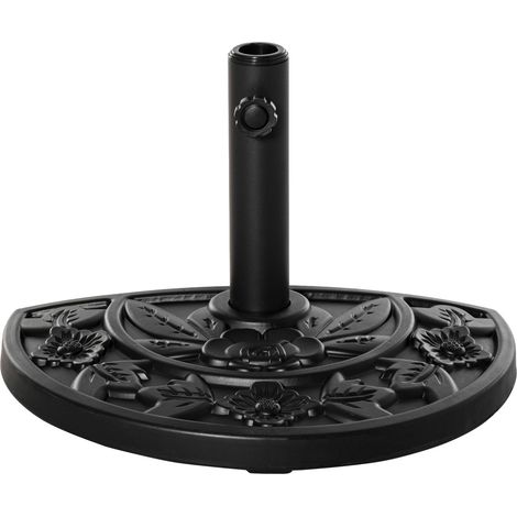 Soporte Para Sombrilla 9Kg Base De Sombrilla De Jardín Con Diseño De Flores Para Postes De Sombrilla De Ø35/38/48Mm, Hdpe, Sombrillas Semicirculares, Negro (1/5)