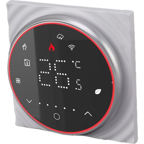 Thermostat intelligent sans fil Wi-Fi programmable pour le chauffage de l'eau, commande vocale via application, AC95-240V, base carrée, noir (1/5)