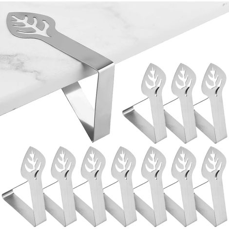 10 Pinces à nappe, Acier inoxydable, Réglables, Pour table épaisse, Extérieur Jardin Pique-nique Fête (1/5)