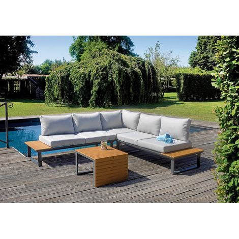 Set composto da 2 divani con tavolino laterale, un angolare e un tavolino centrale MALIGI HOME MG/FIORDALISO Antracite (1/5)