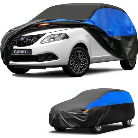 Housse de Voiture Imperméable et Respirante, Bâche pour Lancia Ypsilon, Housse de Voiture Noire et Bleue, Bâche de Garage Complète pour Protéger de la Pluie.,Convient pour Lancia Ypsilon (1/5)