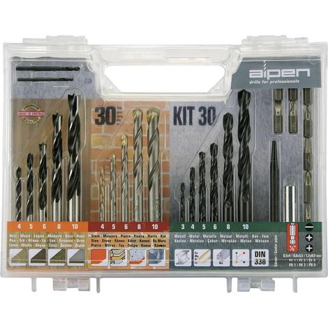Alpen Estuche de brocas universales gris 30 piezas