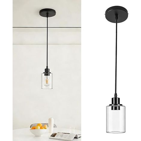 Dining Room Pendant Light Vintage Industrial E27 Black Smoke Grey Shade 1 Light for Kitchen, Bedroom, Hotel (1/5)