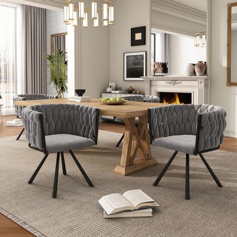 CHICFURN Pack de 4 sillas de comedor giratorias 59 x 54 x 72 cm terciopelo gris (1/5)