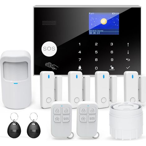 Système d'Alarme avec Alerte par Application Mobile, Système d'Alarme de Sécurité Domestique WiFi à Installer Soi-Même, Kit de 12 Pièces Compatible avec Maison, Sécurité des Enfants âgées (1/5)