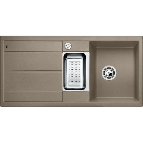 Évier de Cuisine Rectangulaire en Granit pour Meubles Bas de 60 cm de Large Égouttoir Intégré Marron 517354 (1/5)