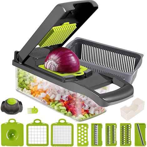 mandoline De Cuisine, 13 En 1 Mandoline Multifonction Professionnelle Coupe Lgume 7 Lames Diffrents Pour Trancher, Rper Couteau En Acier Inoxydab (1/5)
