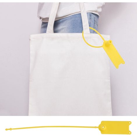 100 Stück 195 mm Einweg-Kabelbinder, Diebstahlsicherung, selbstverriegelnd, für Kleidung, Koffer, Schuhe, Taschen, Etiketten und Anhänger (Gelb) (1/5)
