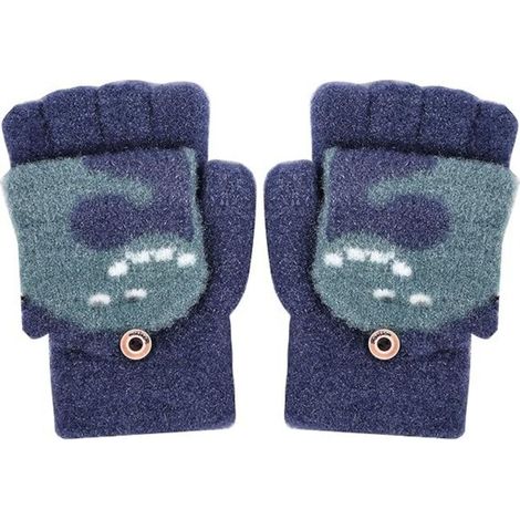 Gestrickte Winterhandschuhe für Kinder mit warmen Bündchen und Cartoon-Muster für Jungen und Mädchen. (1/5)