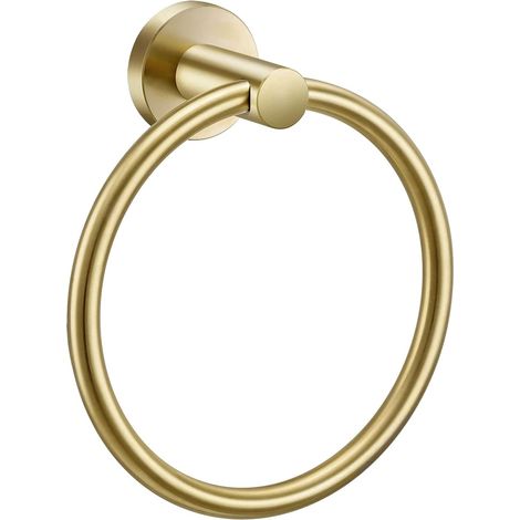 Porte serviette mural rond nickel brossé pour salle de bain et cuisine support pour torchon et linge de toilette élégant