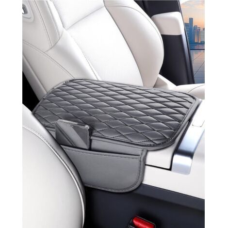 [Upgrade] Car Center Console Cover with 2 Storage Bags - Premium Nappa Leather Armrest Cover (1/5)