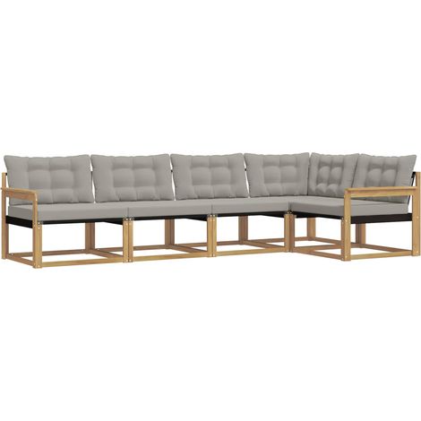 Set di divani da esterno 5 pcs Bianco e Grigio Chiaro vidaXL