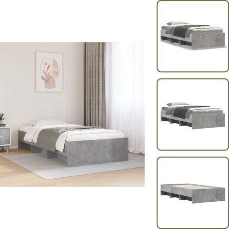 Bettgestell Betongrau 100x200 cm Holzwerkstoff - Bettgestell - Bettgestelle - Bettrahmen - Bett (1/5)