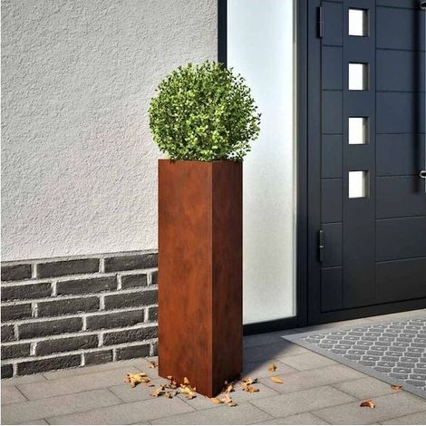 Blumentopf aus Cortenstahl, 30 x 26 x 75 cm (1/5)