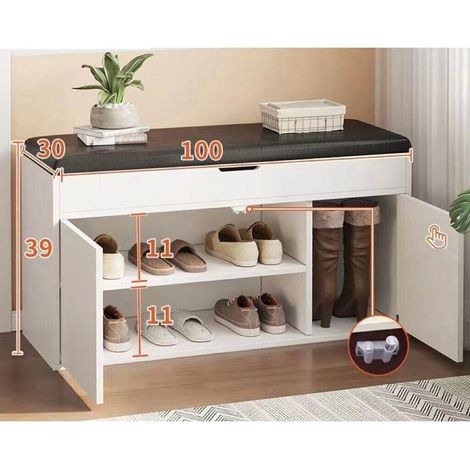 TrAdE Shop Traesio - Scarpiera Da Ingresso Cassapanca Portascarpe 100 X 30 X 39 Cm Multifunzione - (1/3)