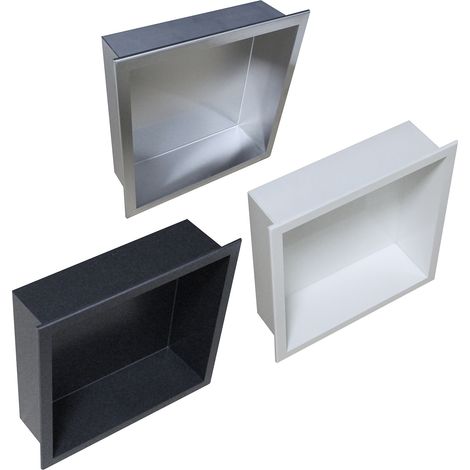 BERNSTEIN - Niche murale de douche, étagère encastrable douche acier inox - 30x30x10cm - BS303010 BlancBlanc