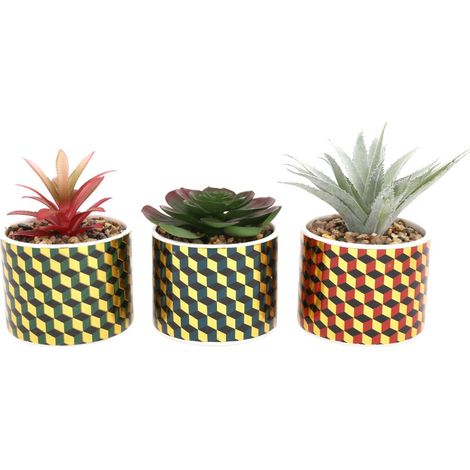 Plantes succulentes artificielles Cubic (Lot de 3)