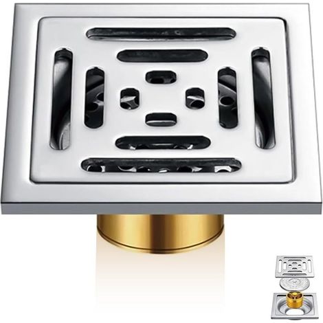 Siphon de Sol, Siphon-Sol en Acier Inoxydable, Filtre de Vidange Siphon de Douche, Filtre Cheveux Douche, pour Éviers, Salles de Bain, Baignoires et Cuisines, 100 mm x 100 mm (1/5)