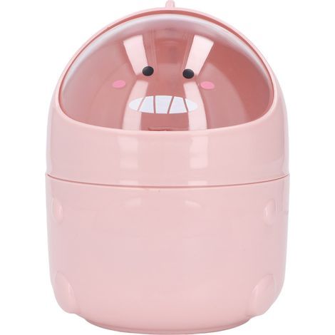 Poubelle de bureau style bébé dinosaure, grande ouverture, design amovible, fond antidérapant, plastique durable, rose (1/5)
