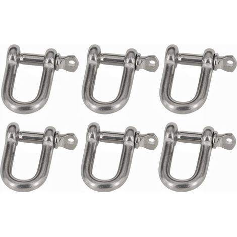 6PCS M8 Manille Acier Inoxydable 304 D Manille Bracelet Manilles de Levage Fermoir Boucle de Manille pour Sac de Boxe Transportant Manilles de Maillon de Chaîne (1/5)