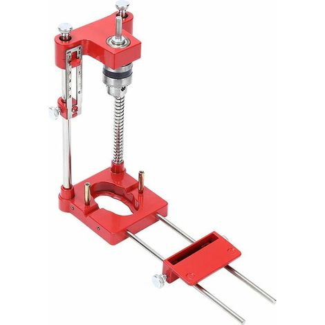 Drill Locator Portable Drilling Tool Guide Precision Drill Locator Steel Carpenter Woodworking Tool Model (Red) (1/4)