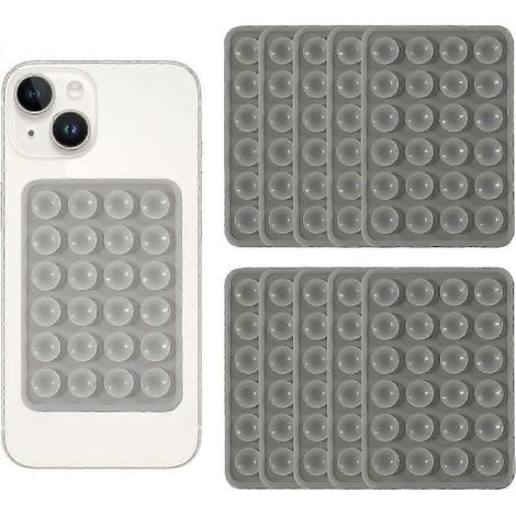 Lot de 10 supports de téléphone à ventouses en silicone, ventouses multifonctionnelles pour téléphones portables avec dos adhésif. (1/4)