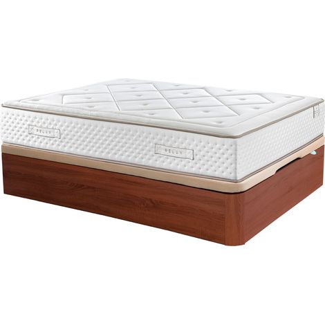 Matelas à ressorts ensachés Gaviota Oro 31 cm avec visco-graphène + sommier pliant Relax 3D grande capacité, 32 cm de hauteur  105x190 cm - Cerise