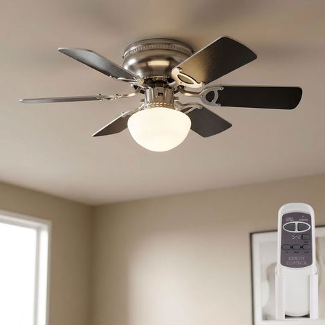 Ventilatore da soffitto lampada da soffitto plafoniera soggiorno lampada ventilatore in legno, telecomando interruttore a tirante pale reversibili, vetro MDF opalino, 1x E27, DxH 76x28cm