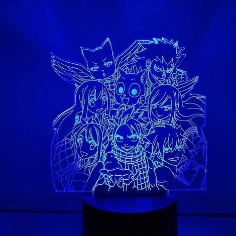 Fairy Tail 3D-Nachtlicht für Kinder (Fairy Tail Natsu und Lucy Figuren), 16-farbige LED-Lampe mit Fernbedienung, HOICHAN, SWH-09092 (1/5)