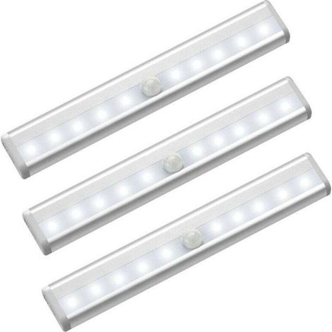 3-pack LED cabinet lights with motion sensor, 10 wireless LED spotlights, LED cabinet lights, battery-operated LED lighting with magnetic strip, night light for children
