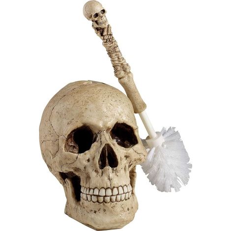 Skullduggery Gothic Skelett Badezimmer-Dekor Toilettenbürsten-Set, 38 cm, Polyresin, Vollfarbpalette, Toilettenbürste, Badezimmerbürste (1/5)