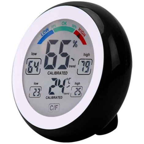 Thermomètre-hygromètre intérieur/extérieur, appareil de mesure électronique sans fil de la température et de l'humidité, thermomètre numérique rond à écran tactile LCD pour usage domestique, testeur d (1/5)