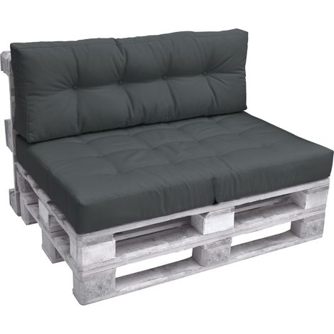 Palettenkissen Outdoor 1x Sitzkissen & 1x Rückenkissen, Grau