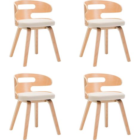 Maison Exclusive - Esszimmerstühle 4 Stk. Creme Bugholz und Kunst (1/5)