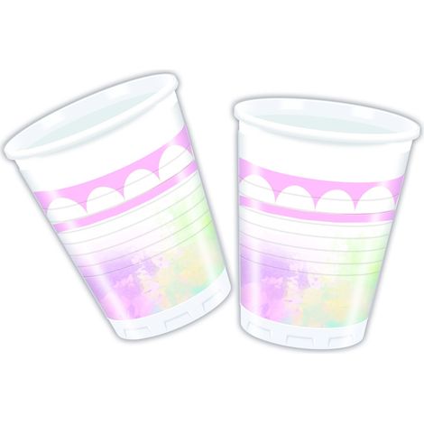Vasos de plástico con diseño de unicornio, 8 unidades, 1 paquete. (1/2)