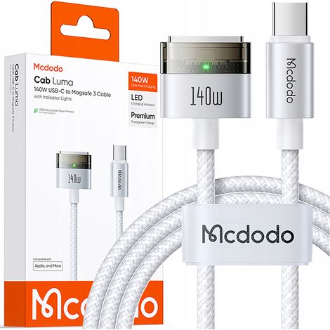 Cavo Mcdodo per MacBook Air Pro USB-C MagSafe 3, adattatore di ricarica da 140 W e 2 m
