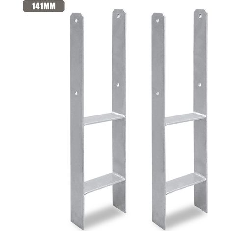 SWANEW Supporto per palo H per Carport Recinzioni Supporto per palo in H Supporto da incasso 141MM 2 pezzi (1/5)