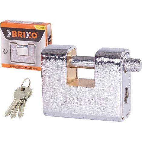 Lucchetto corazzato antiscasso in ottone e rivestito in acciaio BRIXO TOP - 60 mm.