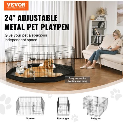 Parc pour Chien 61 cm Enclos Lapin Chat Chiot avec Tapis Clôture pour Animaux de Compagnie de Petite et Moyenne Taille 8 Panneaux Grillagés Pliants en Métal pour Jeux Extérieur Intérieur Camping (1/5)