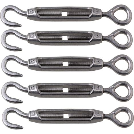 Turnbuckle - Lantern Eye And Hook - M4 - Stainless Steel 304 - For Decking Fencing Plant Support - Pack Of 5 (1/5)