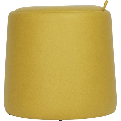 Pouf Sgabello Contenitore Mobili Rebecca Cassiope 42x45x45 PU Legno MDF Giallo Moderno