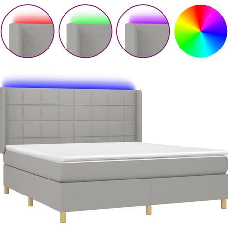 Maison Exclusive - Cama box spring colchón y luces LED tela gris