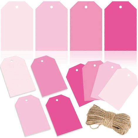 Étiquettes cadeaux en terre cuite, 4 couleurs unies dégradées, rose (1/5)