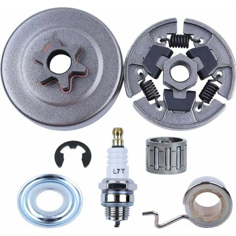Kit de 3/8 Pignon Embrayage pour Stihl 017 018 MS170 MS180 021 023 025 MS210 MS230 MS250, ADEFOL Pignon + Tambour d'embrayage + Roulement + Vis sans fin + Rondelle + E-Clip + Bougie (1/5)