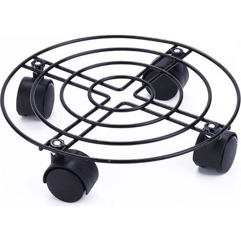 Support à roulettes pour Pot de Fleur ÉDITION Noire Ø 25 x 6 cm I Roule Pot pour intérieur I Support Roulant en Acier, revêtement Noir, avec Bordure I Capacité de Charge 60 kg (1/4)