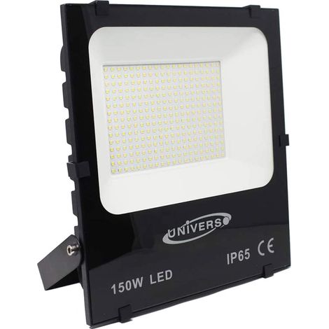 Faro led slim 150 watt per esterno ip65 proiettore luce calda 3000k scocca nera con staffa (1/4)