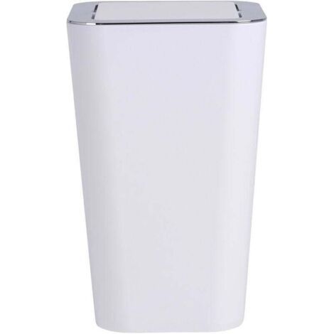 QORVA-Poubelle salle de bain  Candy blanche 6 litres 2 pièces poubelle avec couvercle basculant poubelle design moderne poubelle plastique élégante petite poubelle cosmétique pour un intérieur raffiné